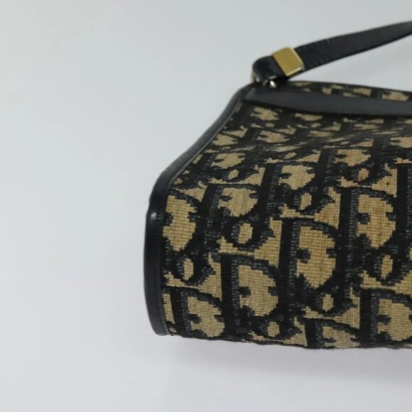 Christian Dior Trotter Canvas Shoulder Bag Navy Gold Auth 120603 - Picture 10 of 16